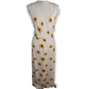 J FOR JUSTIFY WHITE & YELLOW SUNFLOWER PRINT MAXI DRESS SZ.2X EUC